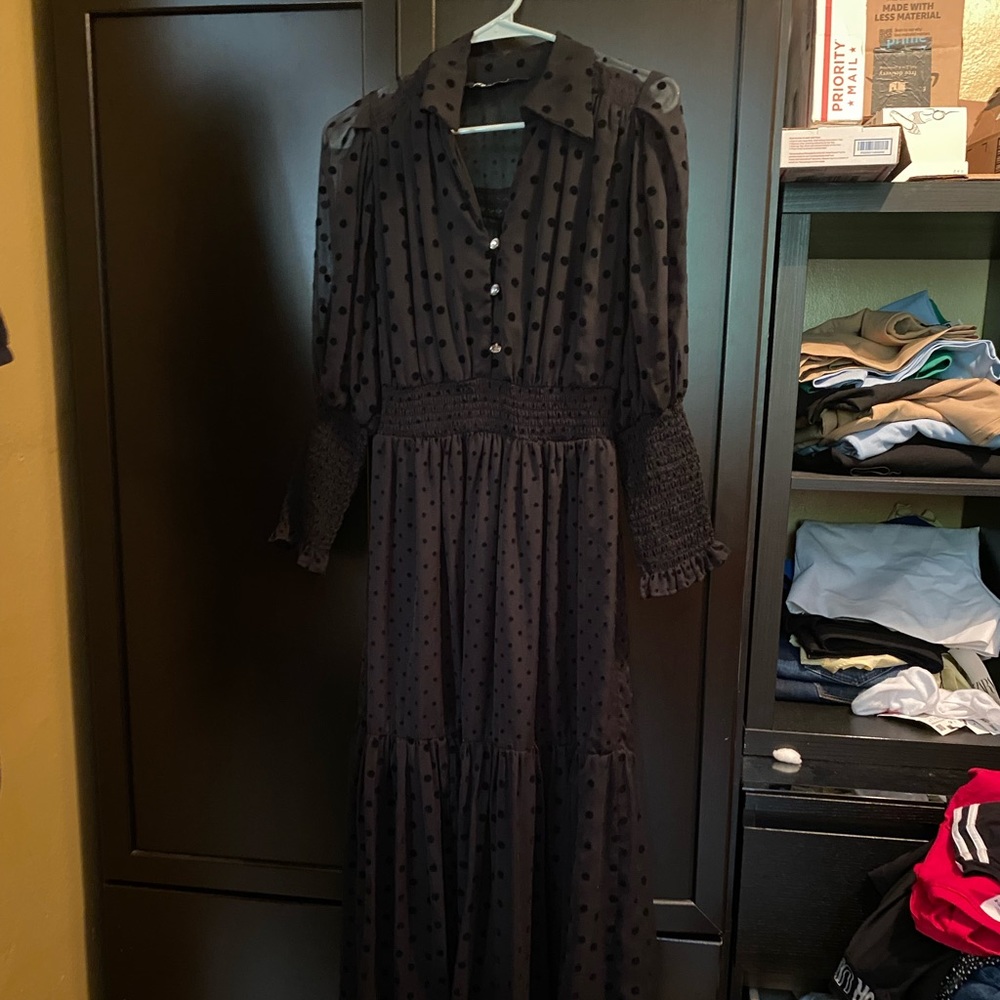 ZARA Black Mesh Dress with buttons